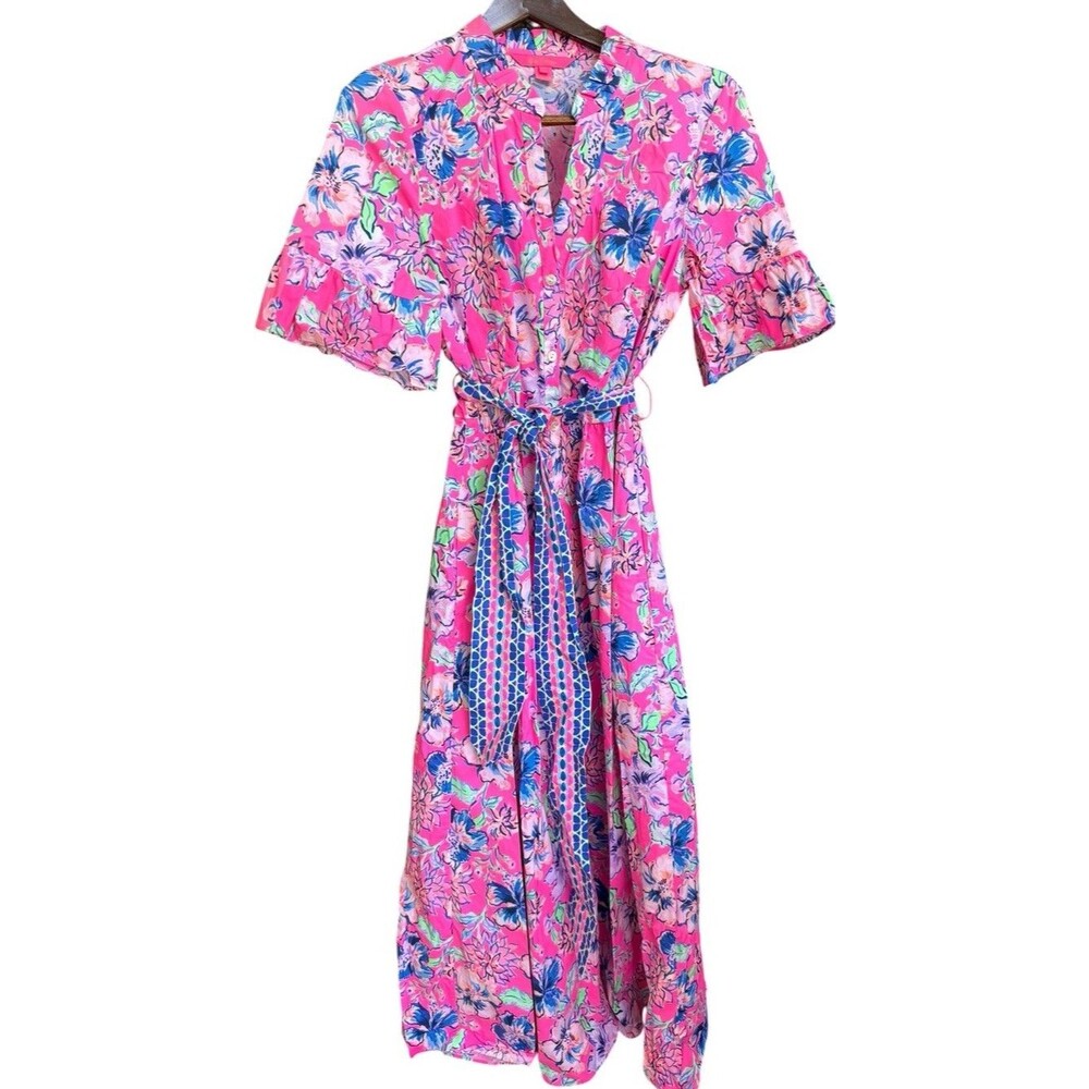 Lilly Pulitzer Marilisa Stretch Midi Dress Size 10 Last Bud Not Least #009730 - Picture 5 of 10